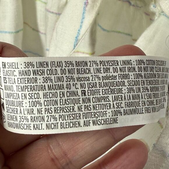 B45.  Forever 21 Front Tie Crop Linen top Size Small - Picture 7 of 7